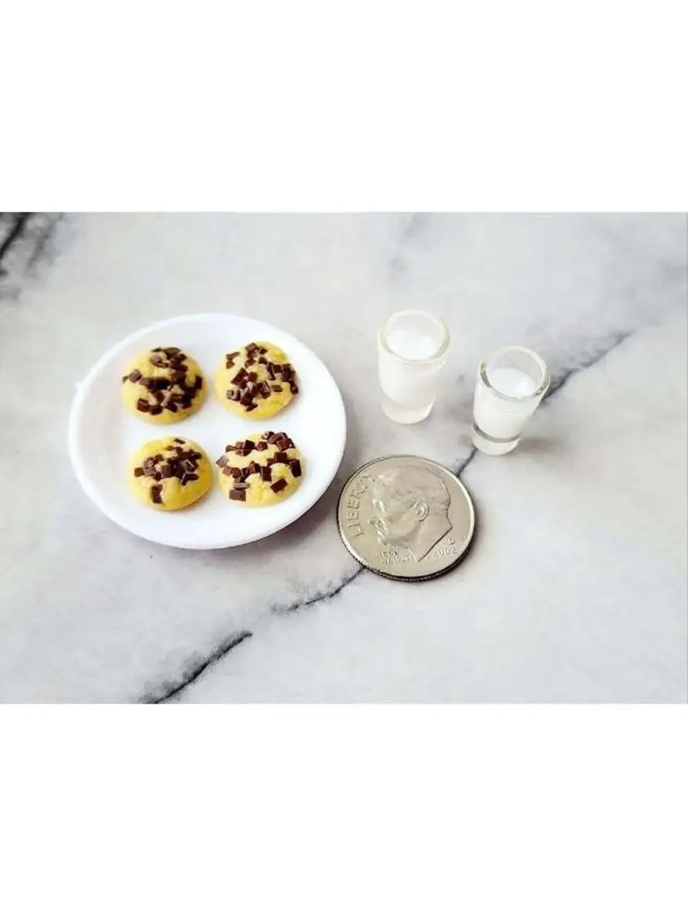Miniature Dollhouse Milk and Chocolate Chip Cookies